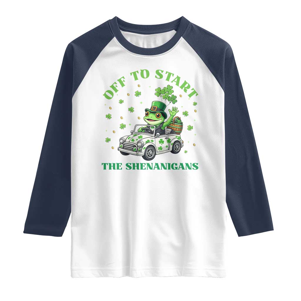 Off To Start The Shenanigans Raglan Shirt St Patricks Day Frog