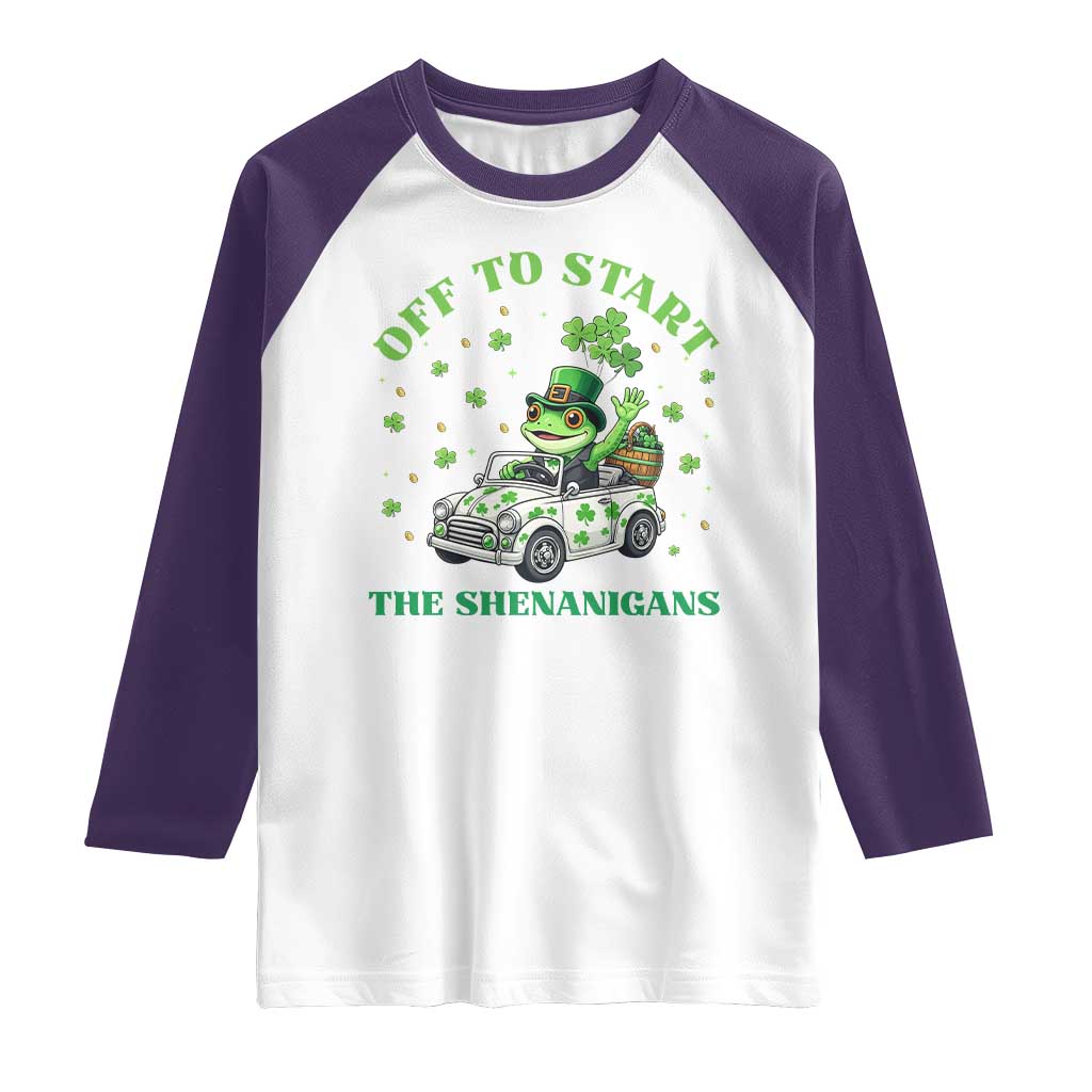 Off To Start The Shenanigans Raglan Shirt St Patricks Day Frog