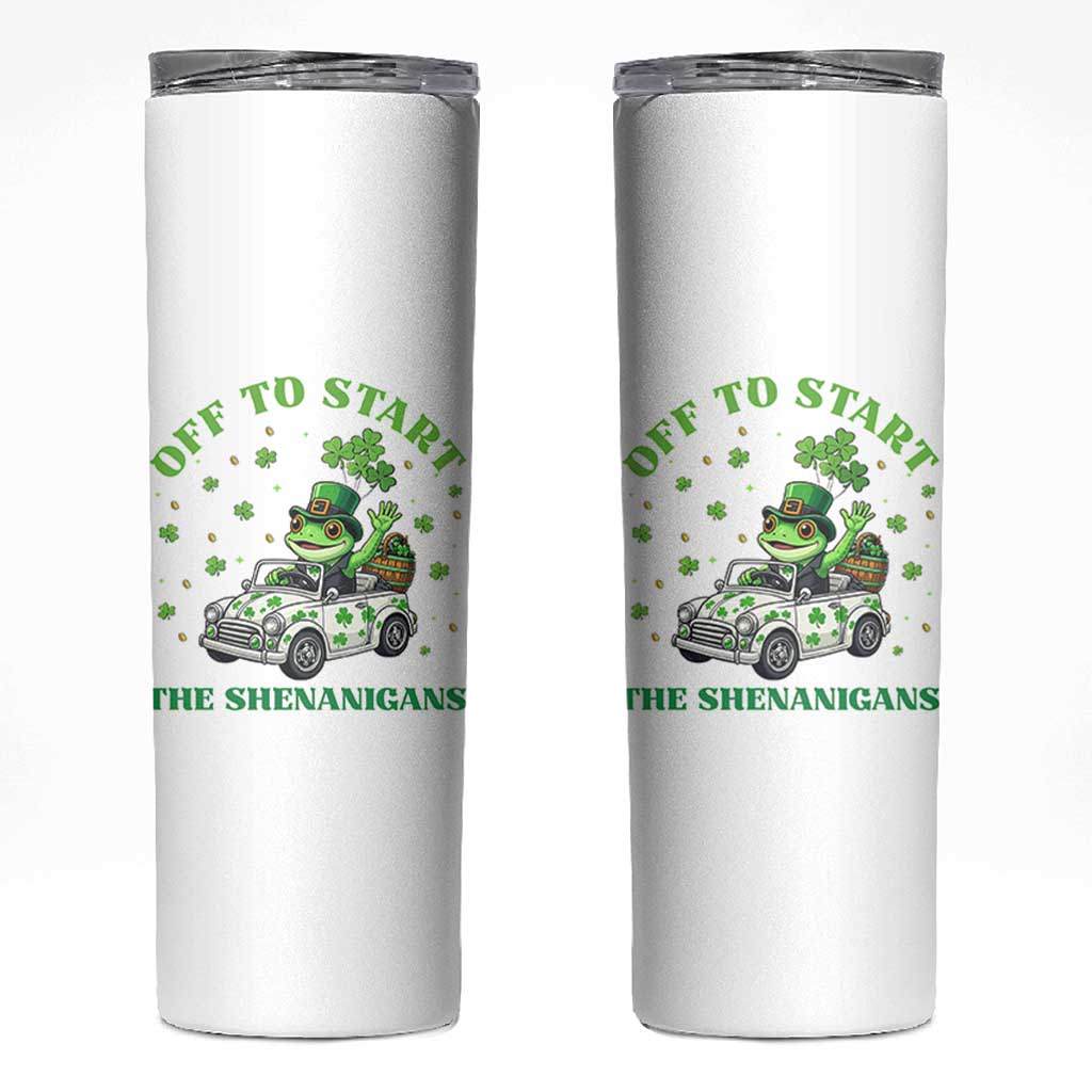 Off To Start The Shenanigans Skinny Tumbler St Patricks Day Frog