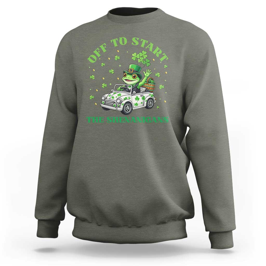 Off To Start The Shenanigans Sweatshirt St Patricks Day Frog