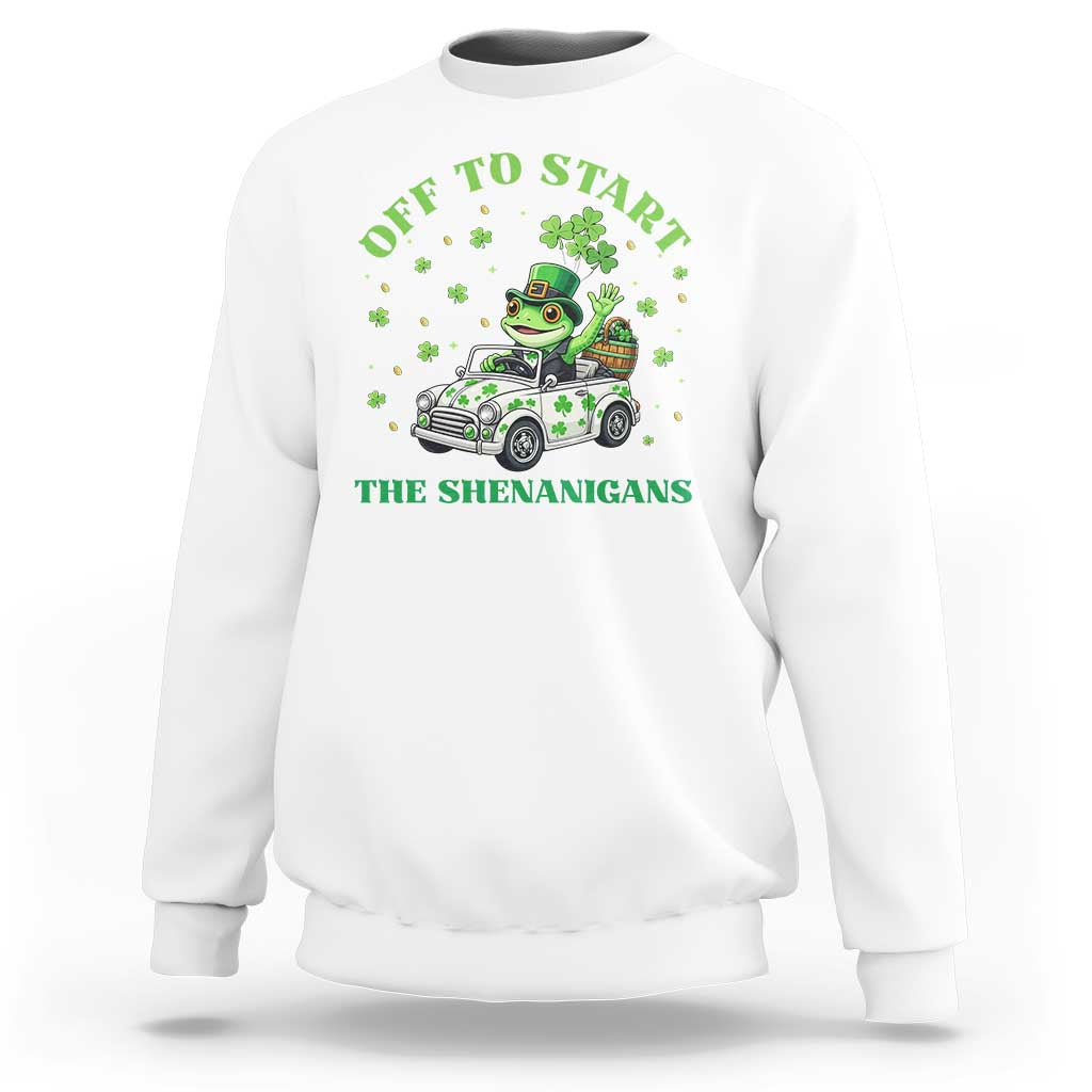 Off To Start The Shenanigans Sweatshirt St Patricks Day Frog