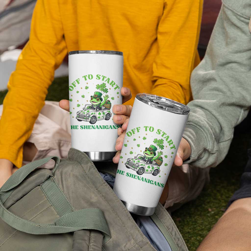 Off To Start The Shenanigans Tumbler Cup St Patricks Day Frog