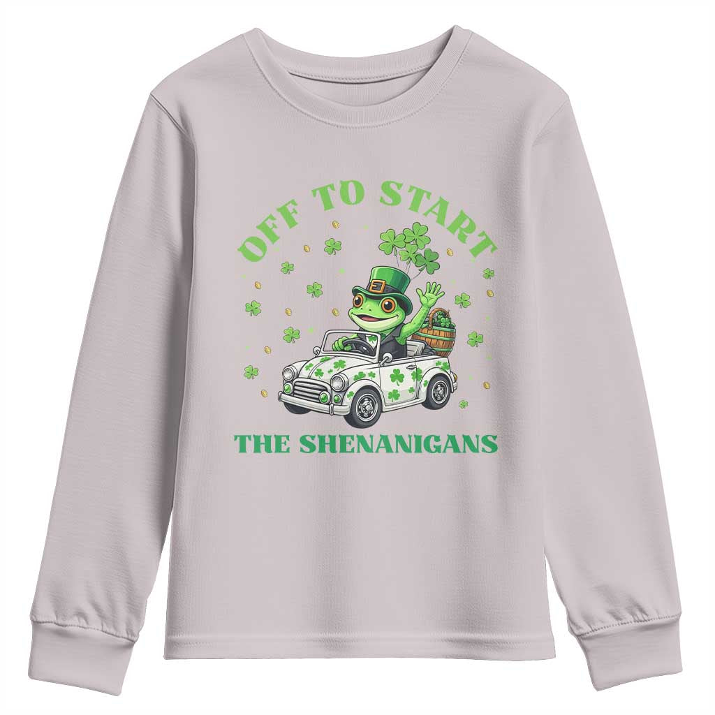 Off To Start The Shenanigans Youth Sweatshirt St Patricks Day Frog
