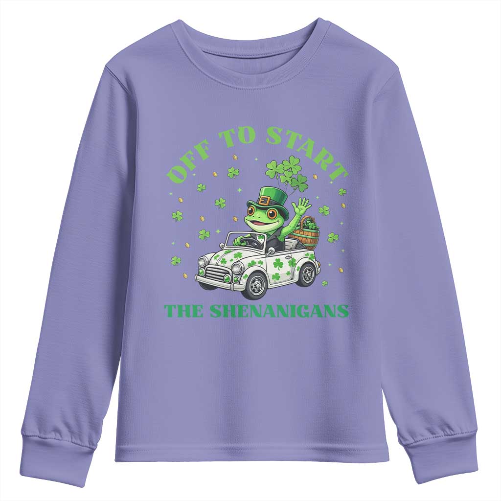 Off To Start The Shenanigans Youth Sweatshirt St Patricks Day Frog