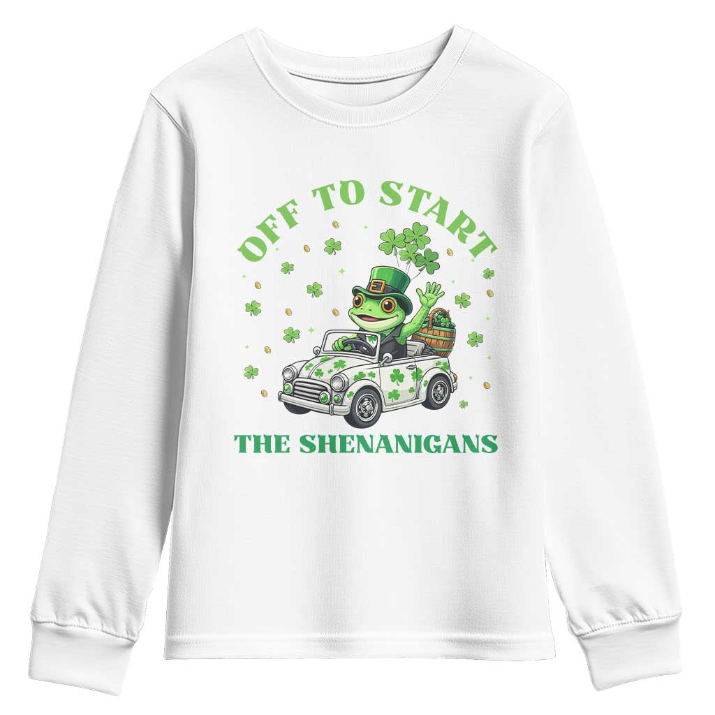 Off To Start The Shenanigans Youth Sweatshirt St Patricks Day Frog