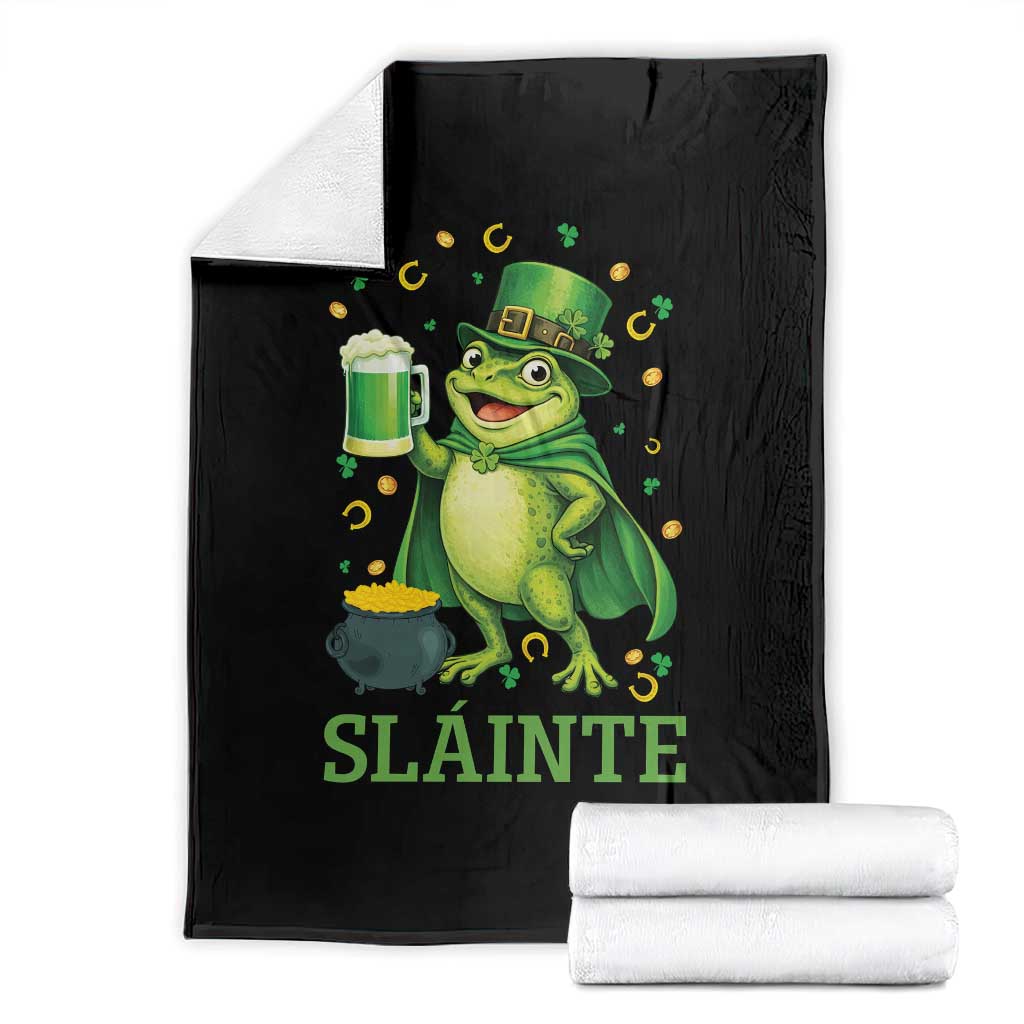 Funny Slainte Irish Frog Beer St Patricks Day Throw Blanket
