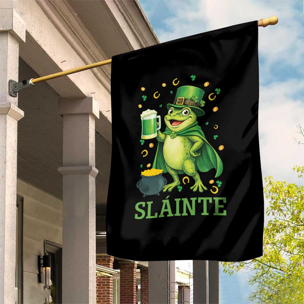 Funny Slainte Irish Frog Beer St Patricks Day Garden Flag