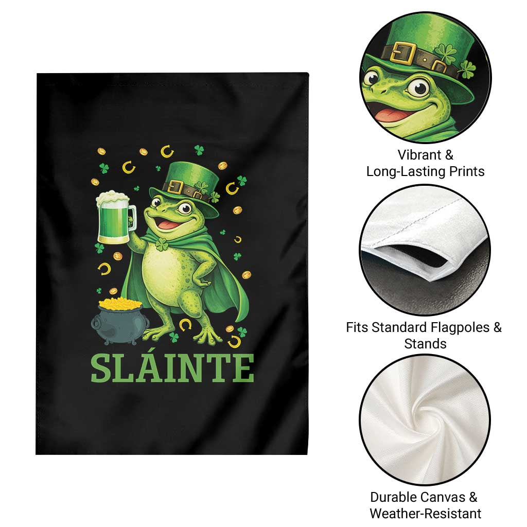 Funny Slainte Irish Frog Beer St Patricks Day Garden Flag