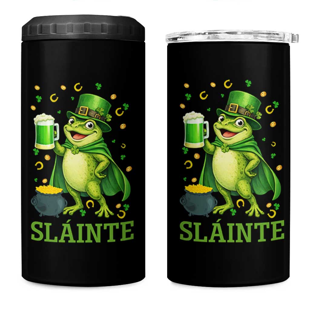 Funny Slainte Irish Frog Beer St Patricks Day 4 in 1 Can Cooler Tumbler