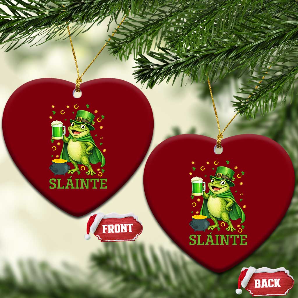 Funny Slainte Irish Frog Beer St Patricks Day Ceramic Ornament