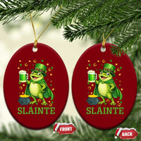 Funny Slainte Irish Frog Beer St Patricks Day Ceramic Ornament