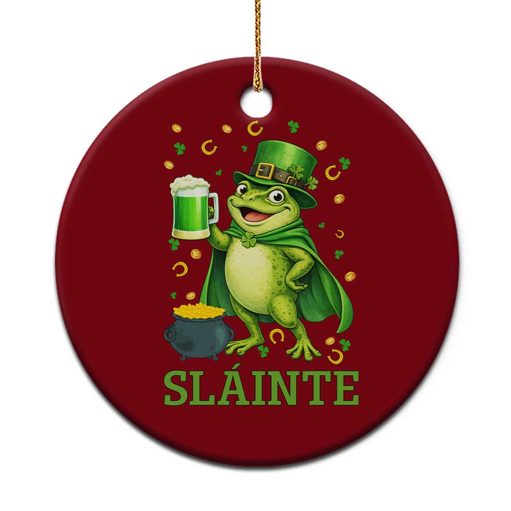 Funny Slainte Irish Frog Beer St Patricks Day Ceramic Ornament