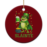 Funny Slainte Irish Frog Beer St Patricks Day Ceramic Ornament