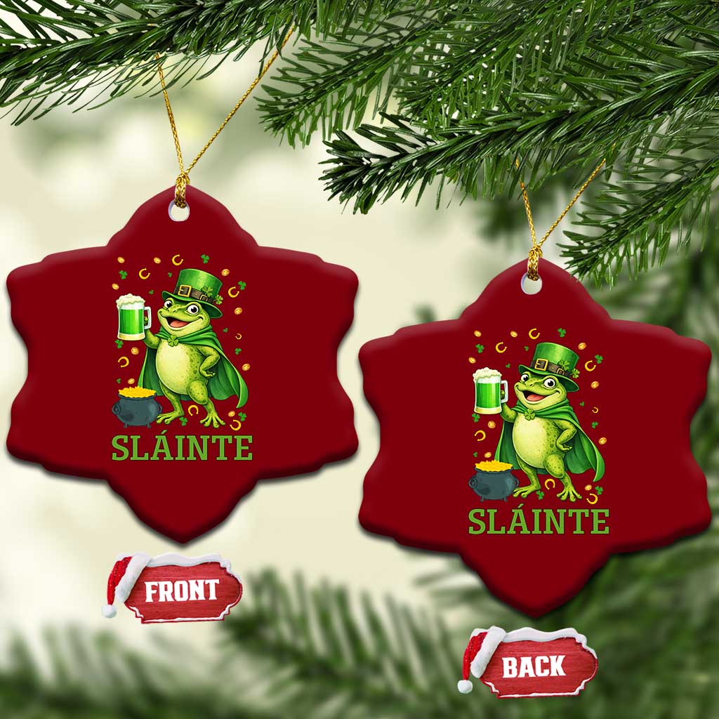 Funny Slainte Irish Frog Beer St Patricks Day Ceramic Ornament