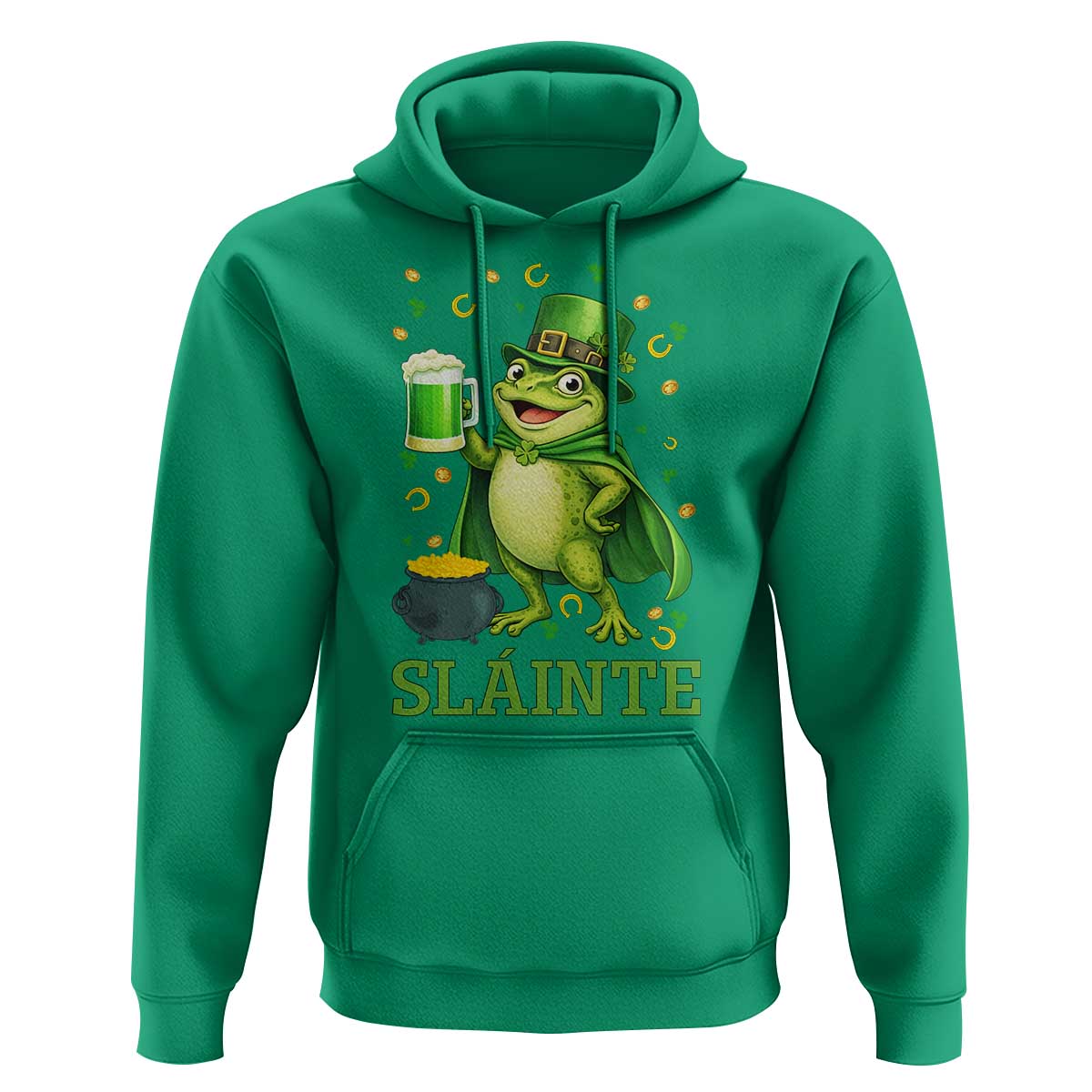 Funny Slainte Irish Frog Beer St Patricks Day Hoodie