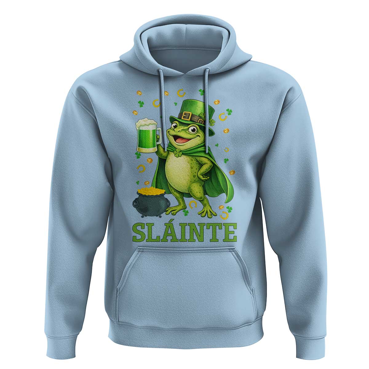 Funny Slainte Irish Frog Beer St Patricks Day Hoodie