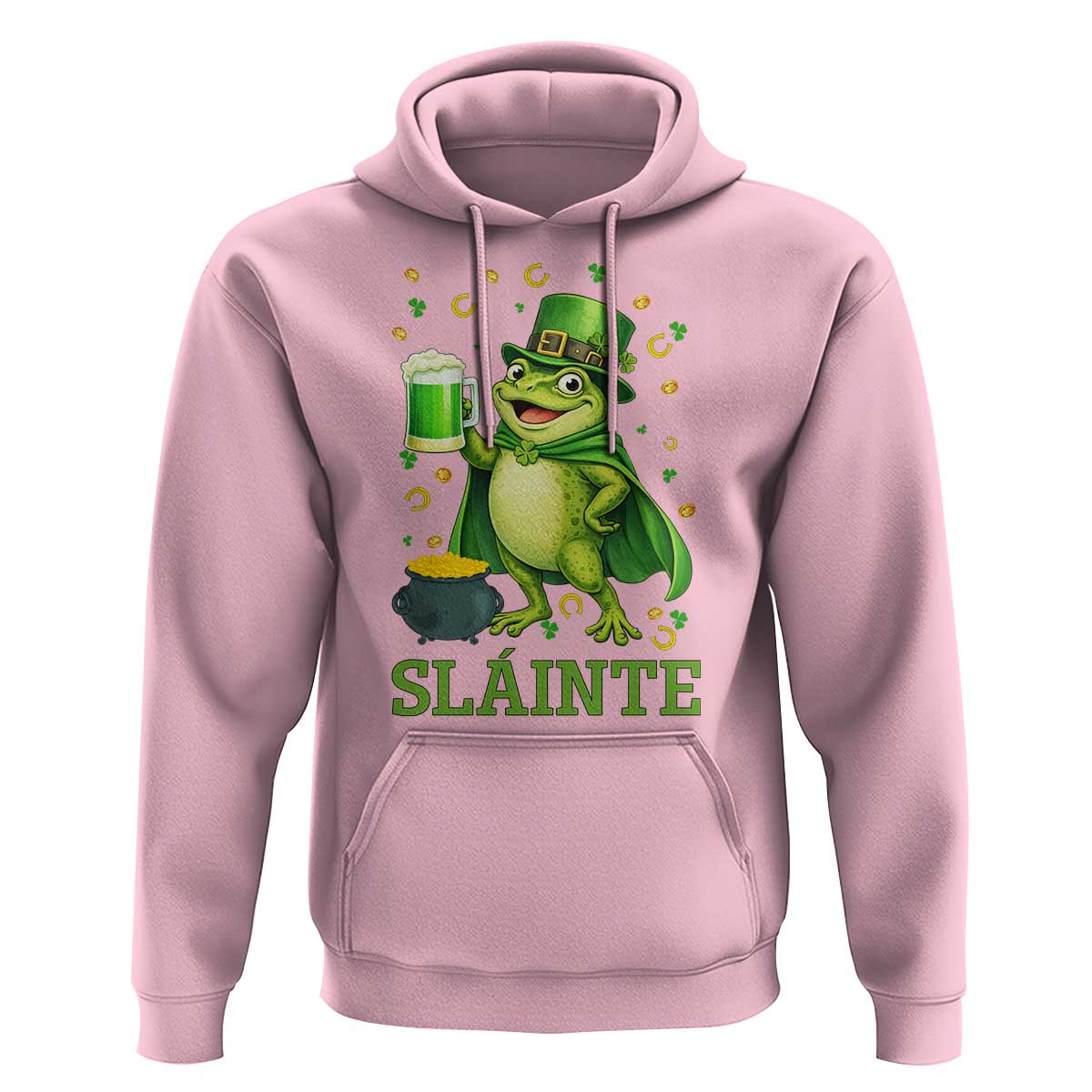 Funny Slainte Irish Frog Beer St Patricks Day Hoodie