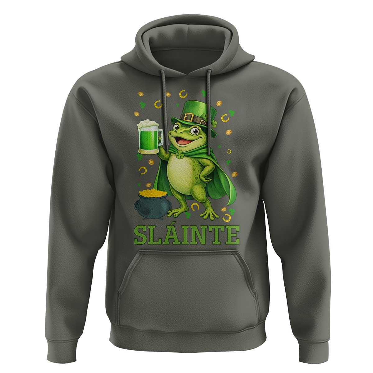 Funny Slainte Irish Frog Beer St Patricks Day Hoodie