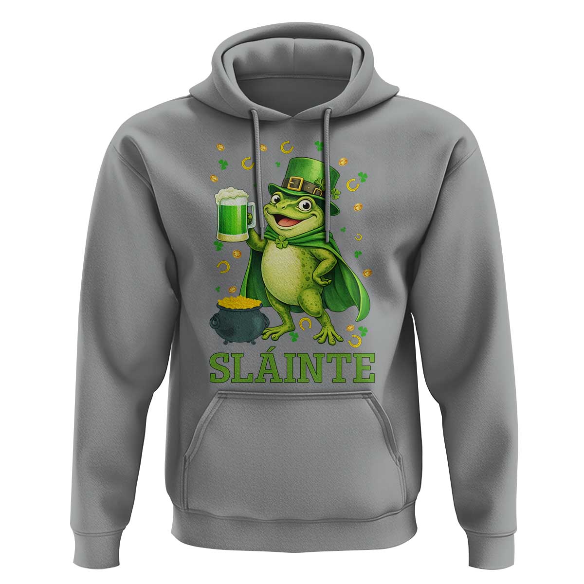 Funny Slainte Irish Frog Beer St Patricks Day Hoodie