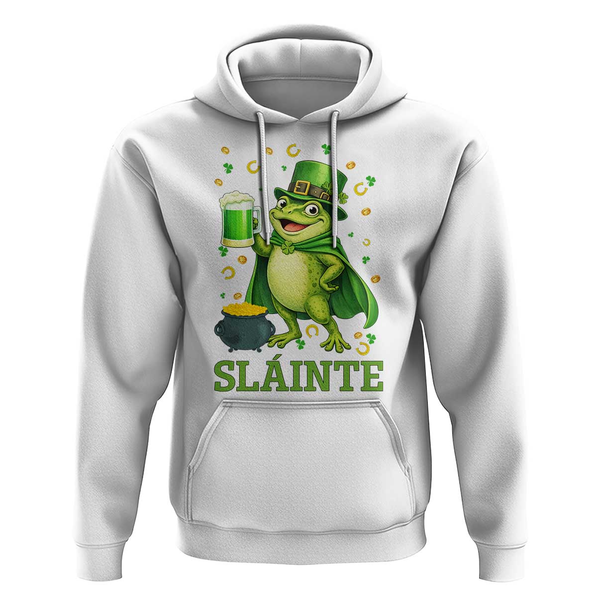 Funny Slainte Irish Frog Beer St Patricks Day Hoodie