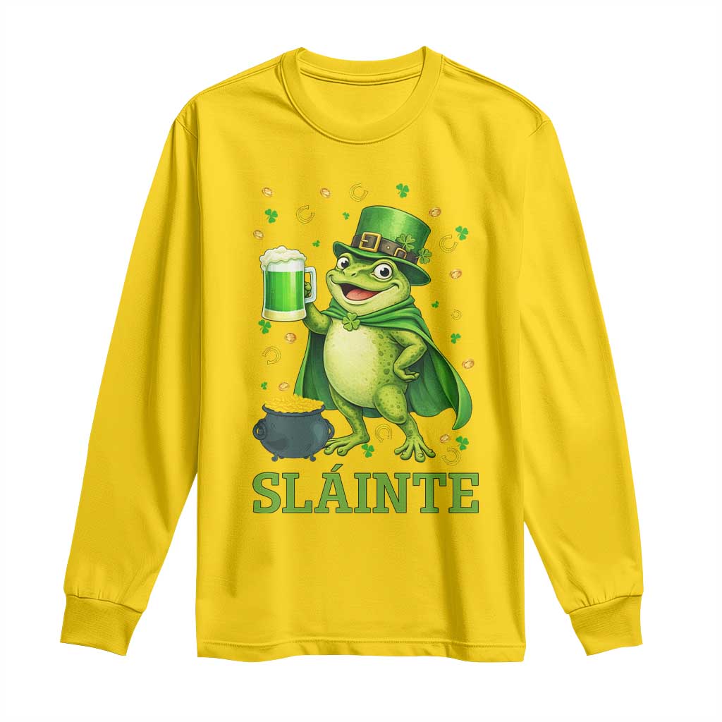 Funny Slainte Irish Frog Beer St Patricks Day Long Sleeve Shirt