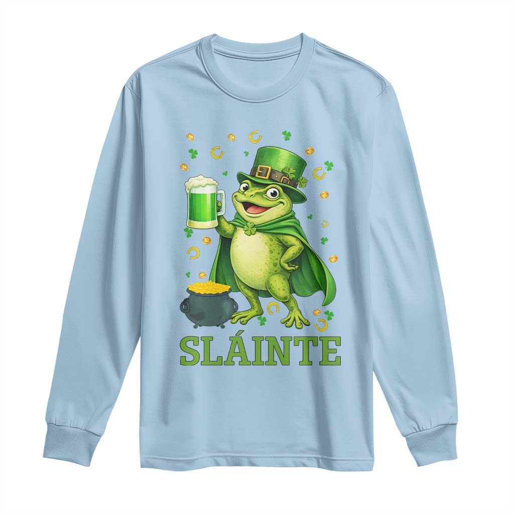 Funny Slainte Irish Frog Beer St Patricks Day Long Sleeve Shirt