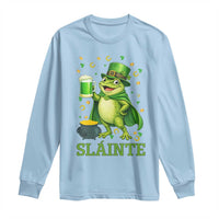 Funny Slainte Irish Frog Beer St Patricks Day Long Sleeve Shirt