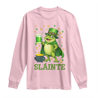 Funny Slainte Irish Frog Beer St Patricks Day Long Sleeve Shirt
