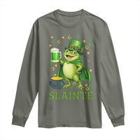 Funny Slainte Irish Frog Beer St Patricks Day Long Sleeve Shirt
