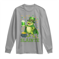 Funny Slainte Irish Frog Beer St Patricks Day Long Sleeve Shirt