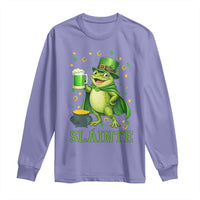 Funny Slainte Irish Frog Beer St Patricks Day Long Sleeve Shirt