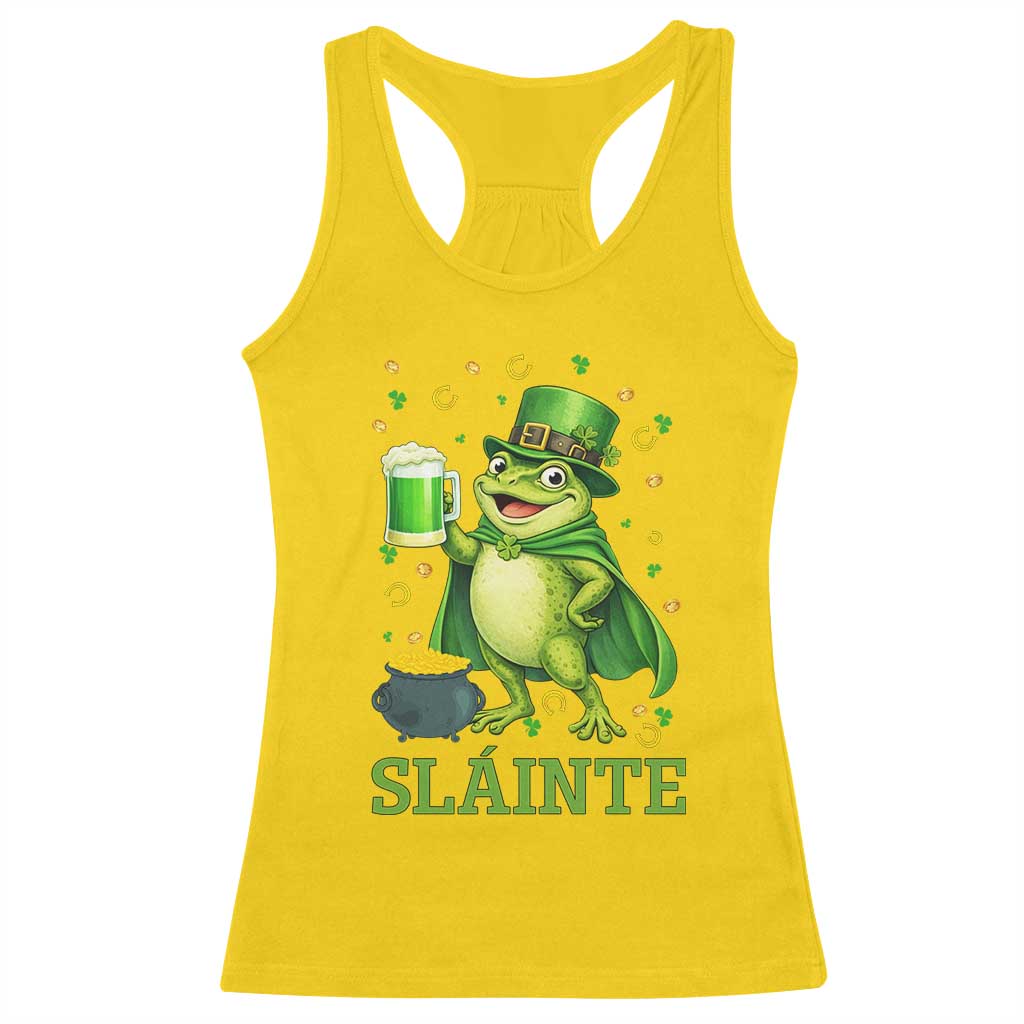 Funny Slainte Irish Frog Beer St Patricks Day Racerback Tank Top