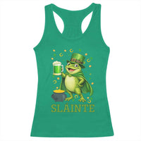 Funny Slainte Irish Frog Beer St Patricks Day Racerback Tank Top