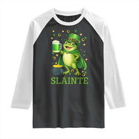 Funny Slainte Irish Frog Beer St Patricks Day Raglan Shirt
