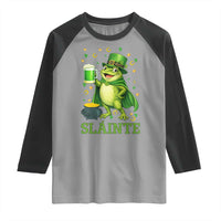 Funny Slainte Irish Frog Beer St Patricks Day Raglan Shirt