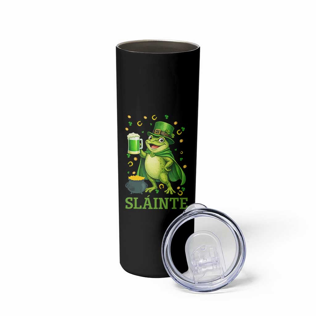 Funny Slainte Irish Frog Beer St Patricks Day Skinny Tumbler