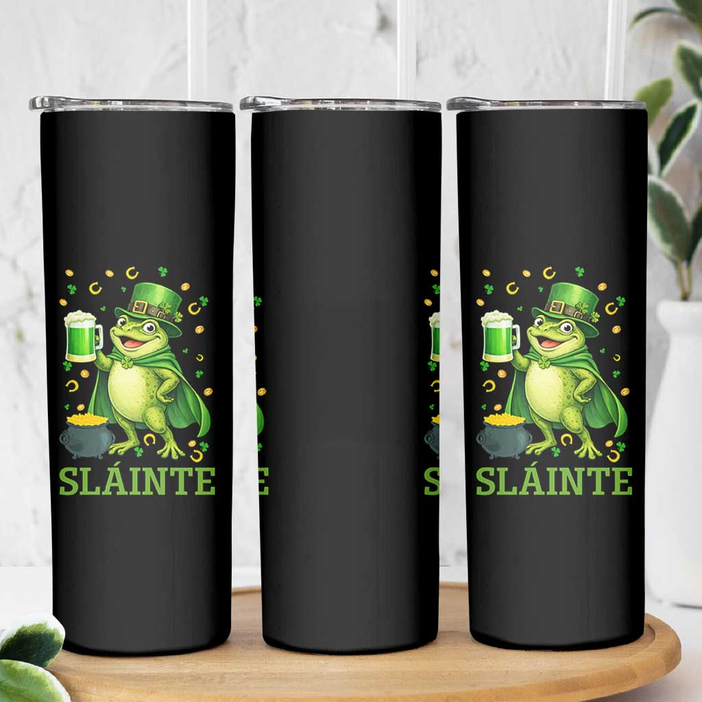 Funny Slainte Irish Frog Beer St Patricks Day Skinny Tumbler