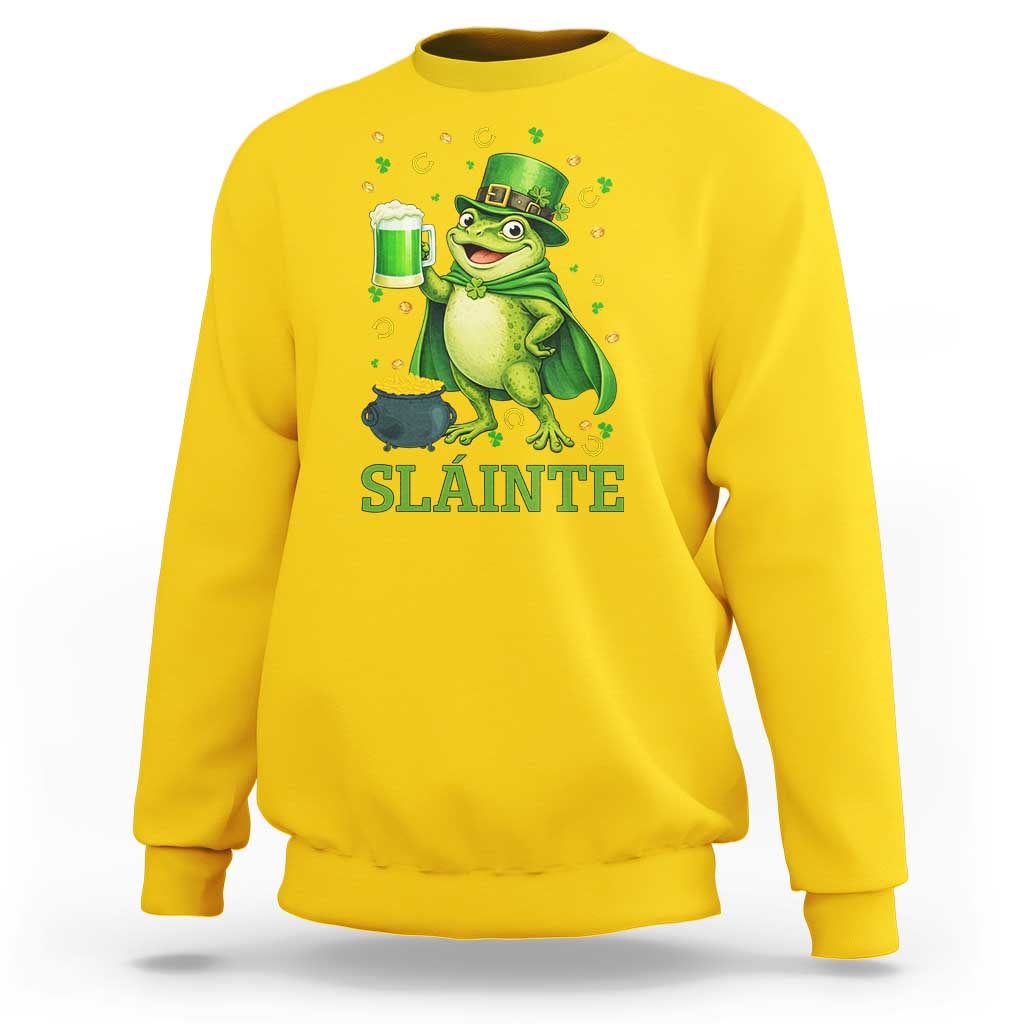 Funny Slainte Irish Frog Beer St Patricks Day Sweatshirt