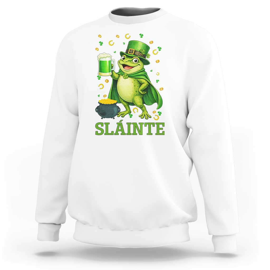 Funny Slainte Irish Frog Beer St Patricks Day Sweatshirt