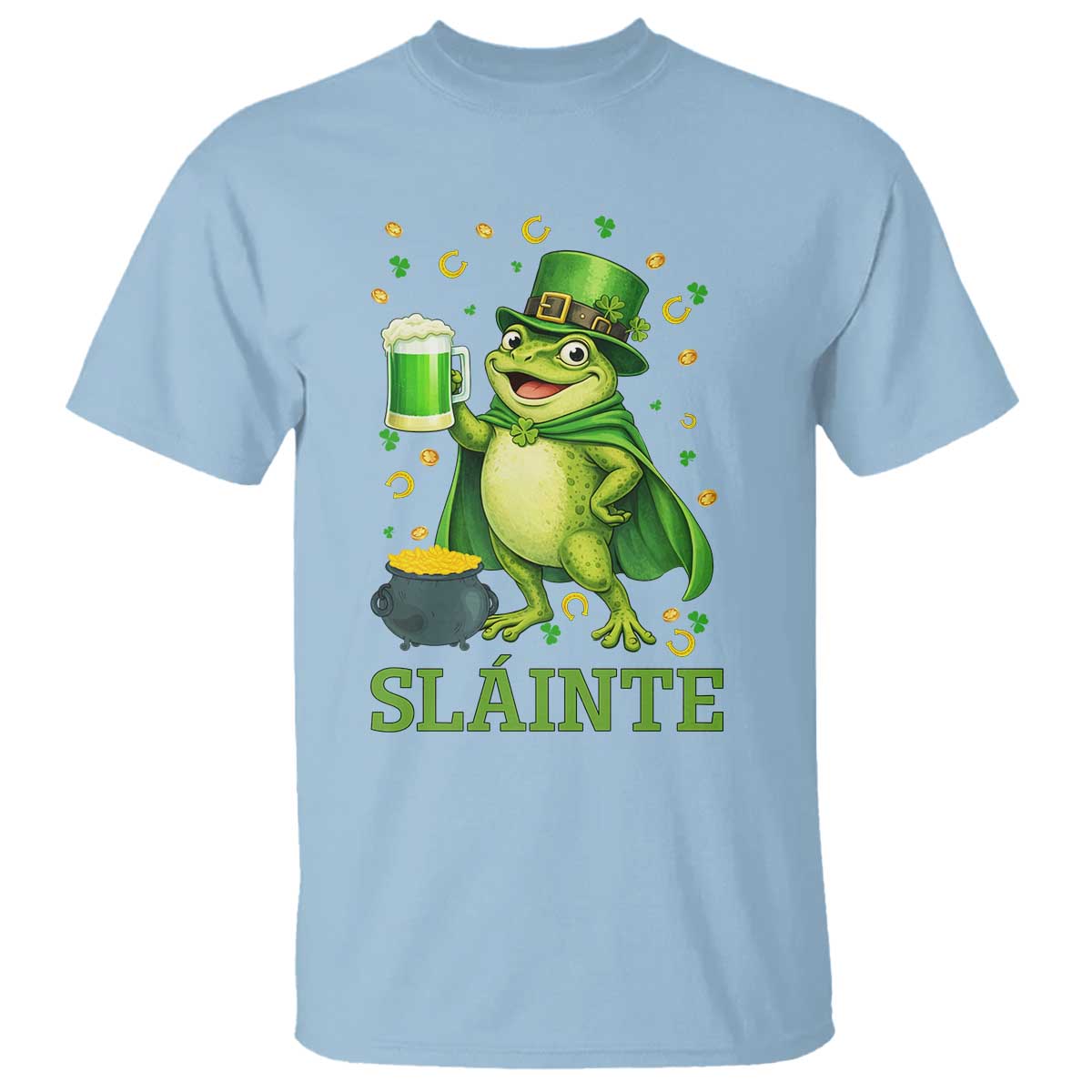 Funny Slainte Irish Frog Beer St Patricks Day T Shirt