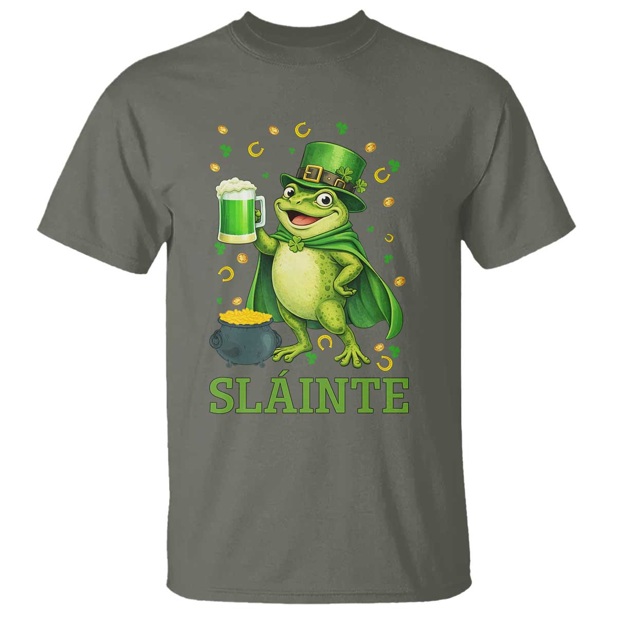 Funny Slainte Irish Frog Beer St Patricks Day T Shirt