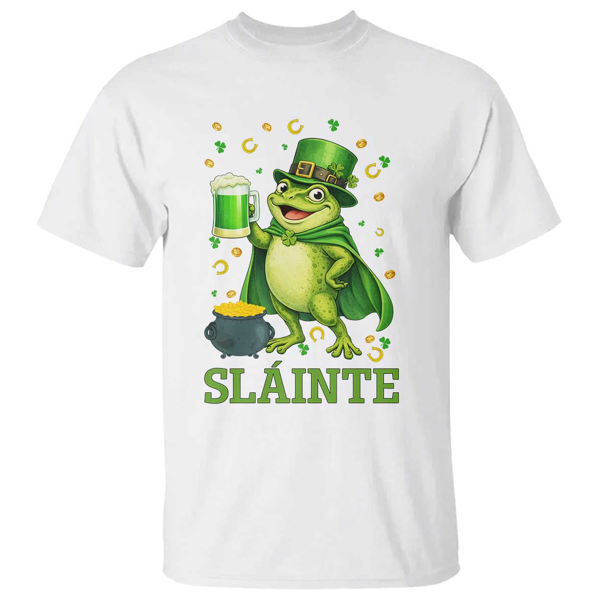 Funny Slainte Irish Frog Beer St Patricks Day T Shirt