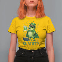 Funny Slainte Irish Frog Beer St Patricks Day T Shirt For Women