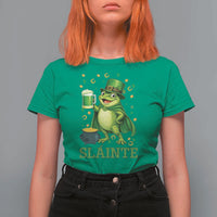 Funny Slainte Irish Frog Beer St Patricks Day T Shirt For Women