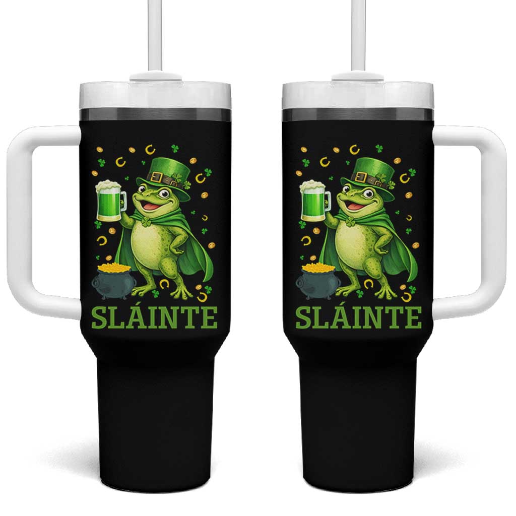 Funny Slainte Irish Frog Beer St Patricks Day Tumbler With Handle