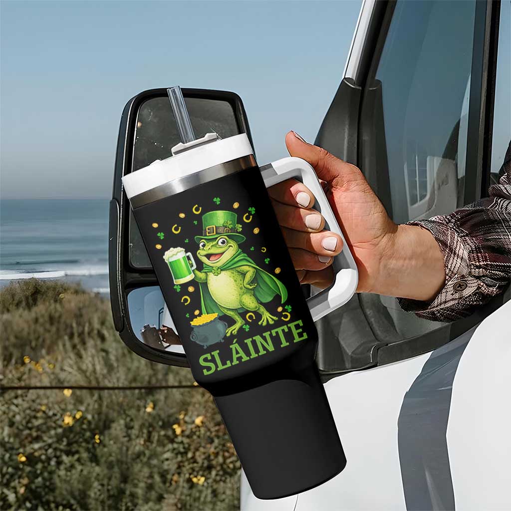 Funny Slainte Irish Frog Beer St Patricks Day Tumbler With Handle