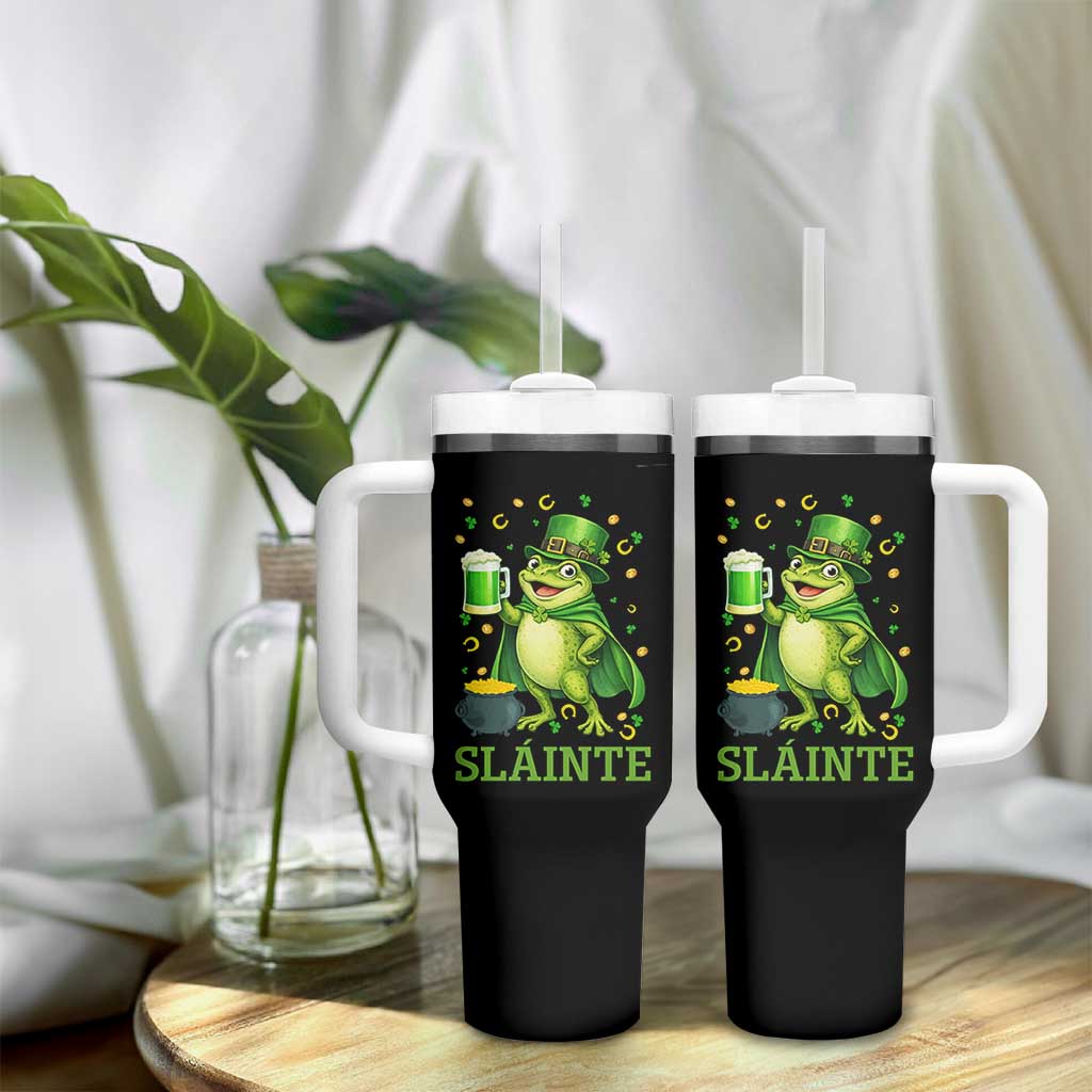 Funny Slainte Irish Frog Beer St Patricks Day Tumbler With Handle