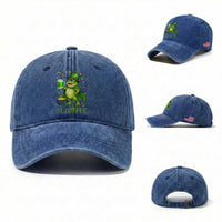 Funny Slainte Irish Frog Beer St Patricks Day Washed Cotton Baseball Cap