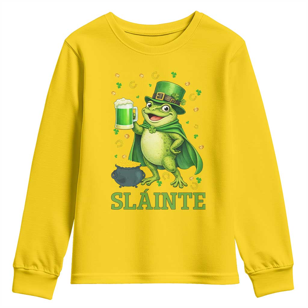Funny Slainte Irish Frog Beer St Patricks Day Youth Sweatshirt