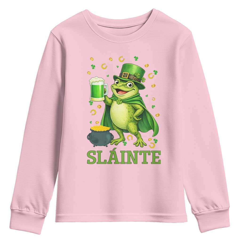 Funny Slainte Irish Frog Beer St Patricks Day Youth Sweatshirt